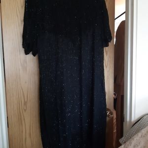 Brilliant J.A. all beaded black dress 3x size